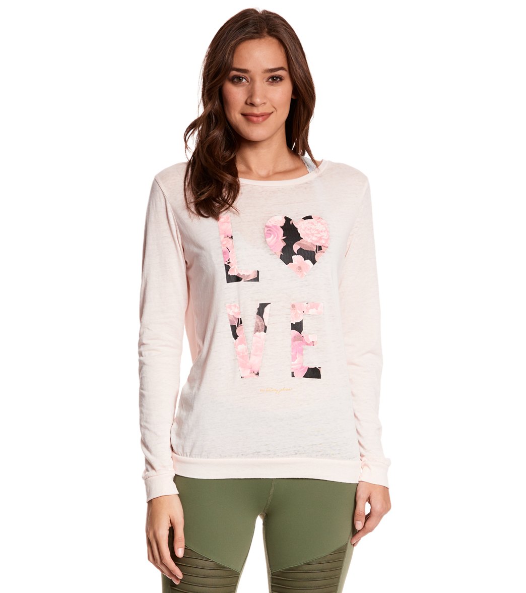 Betsey Johnson Love Dramatic Floral Acid Wash Pullover