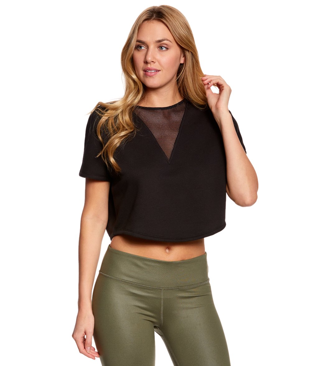 Alo Yoga Viva Short Sleeve Yoga Crop Top