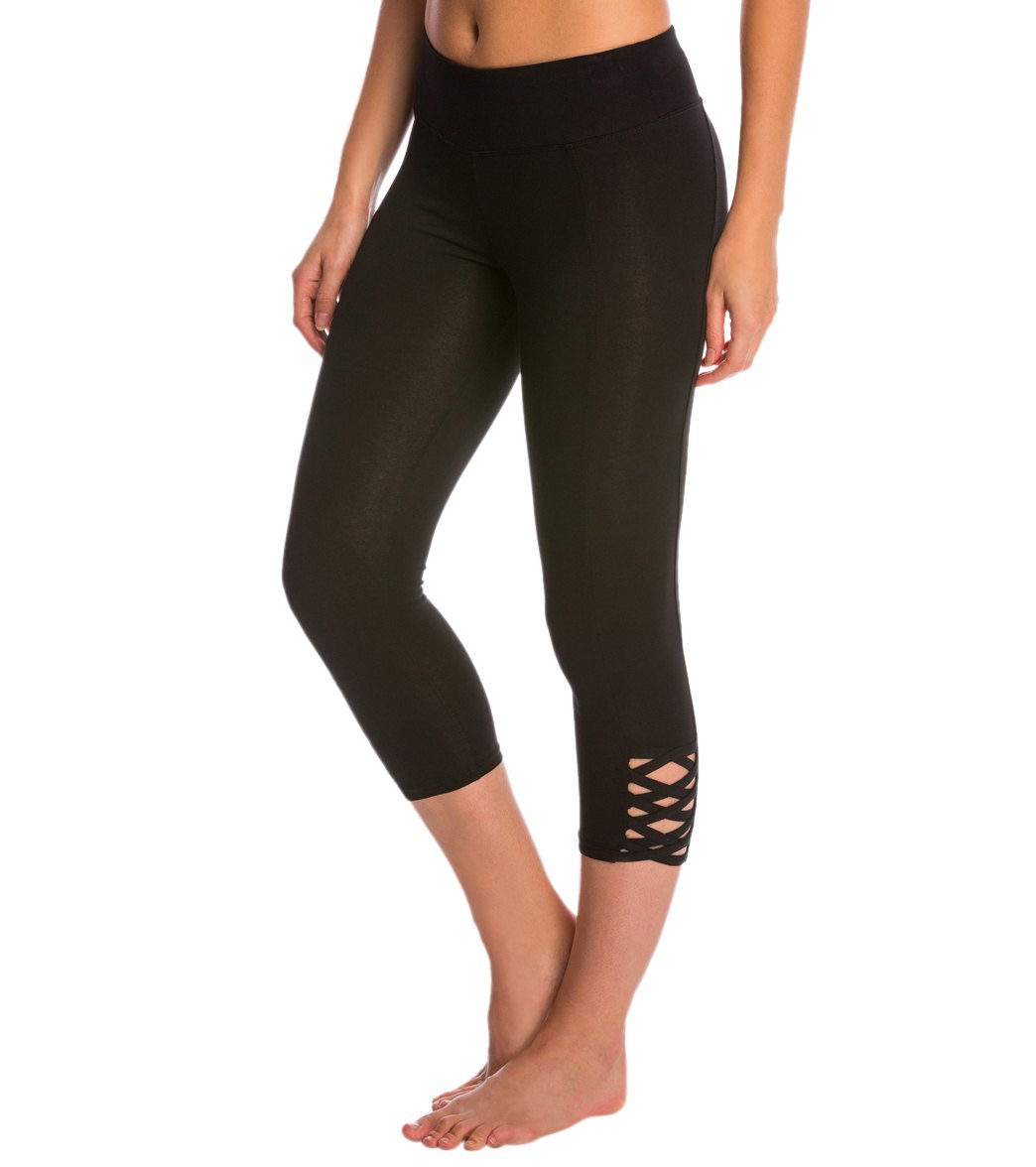 Betsey Johnson Performance Lattice Cutout Yoga Capris