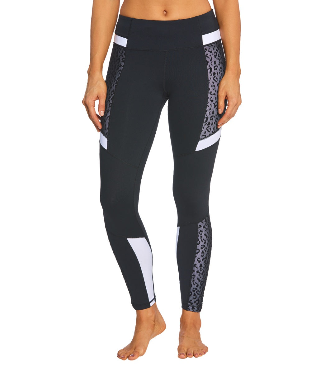 Betsey Johnson Leopard Mesh Colorblock Yoga Leggings