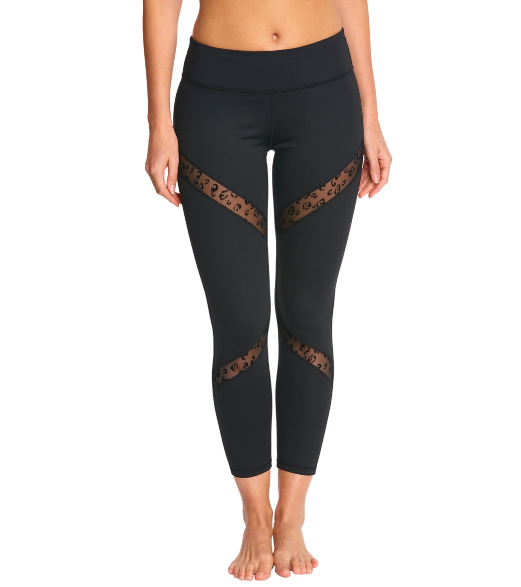 Betsey Johnson Performance Leopard Mesh Peekaboo Yoga Leggings