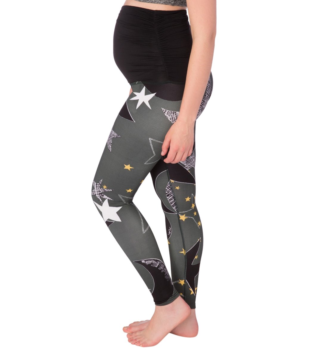 Beyond Yoga: Beyond the Bump Lux Print Fold Down Maternity Yoga Leggings