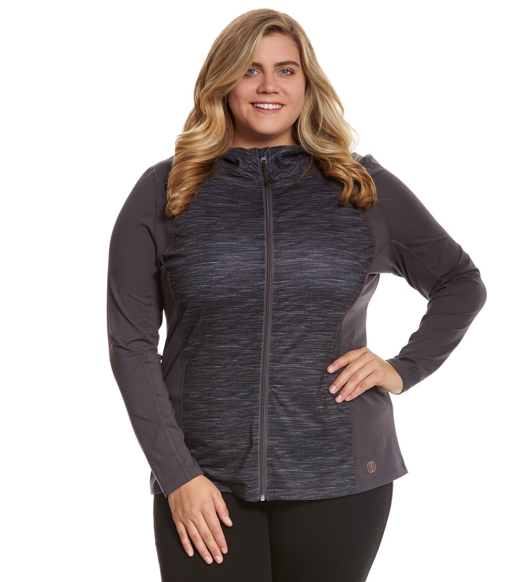 Balance Collection Plus Size Space Dye Zip Up Jacket